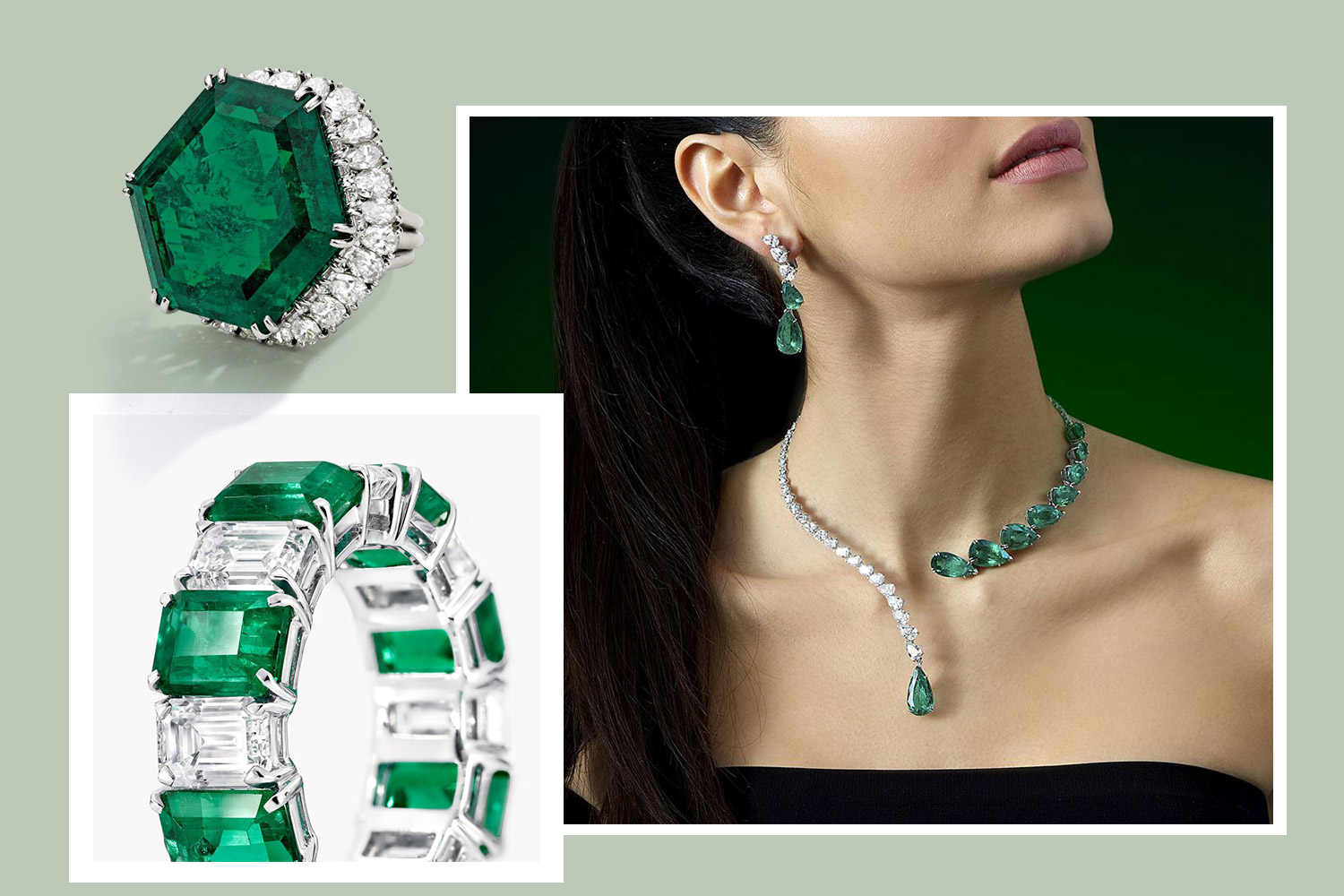 Gold jewelry with emerald